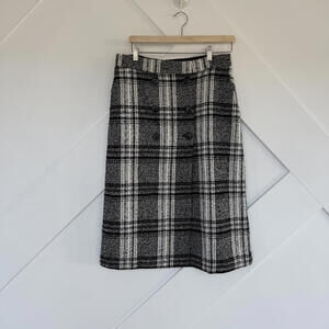 Baum Und Pferdgarten Black and White Plaid Wool Blend Skirt Size 40